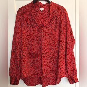 Pleione red back blouse with tie at neck size medium